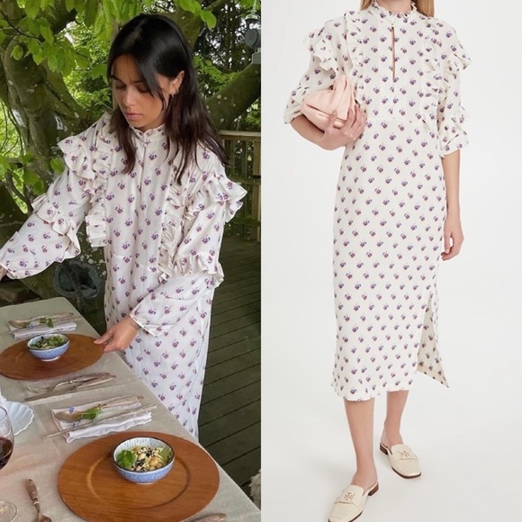 Baum Und Pferdgarten Dresses & Skirts - Baum Und Pferdgarten Floral Cottage Printed Ruffle Boho Long Sleeve Dress